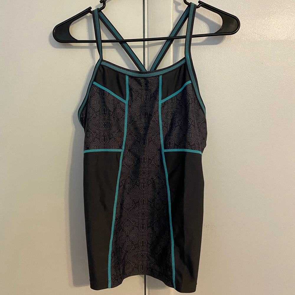 Athleta Grey and Blue Designed Tankini